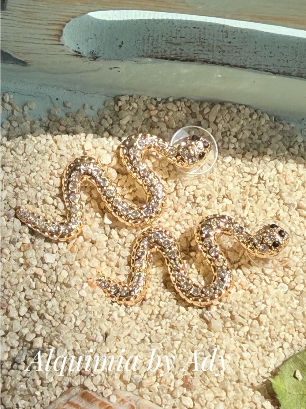 Alquimia Gold Crystal Snake Earrings